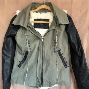 Miss Me Women's Faux Leather Military Jacket